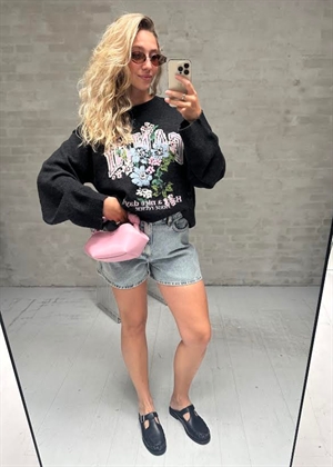 Graphic wool oversized sweater flowers Phantom A1150054 Ganni 